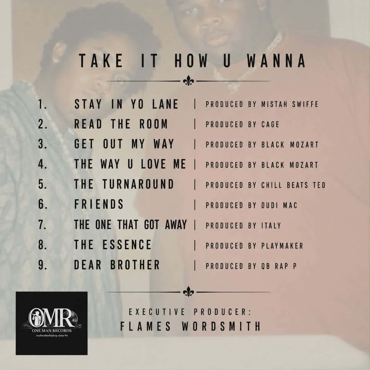 Take It How U Wanna tracklist back cover